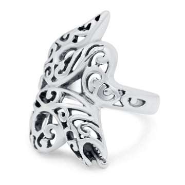 Snake Ring Oxidized Band Solid 925 Sterling Silver (28mm)